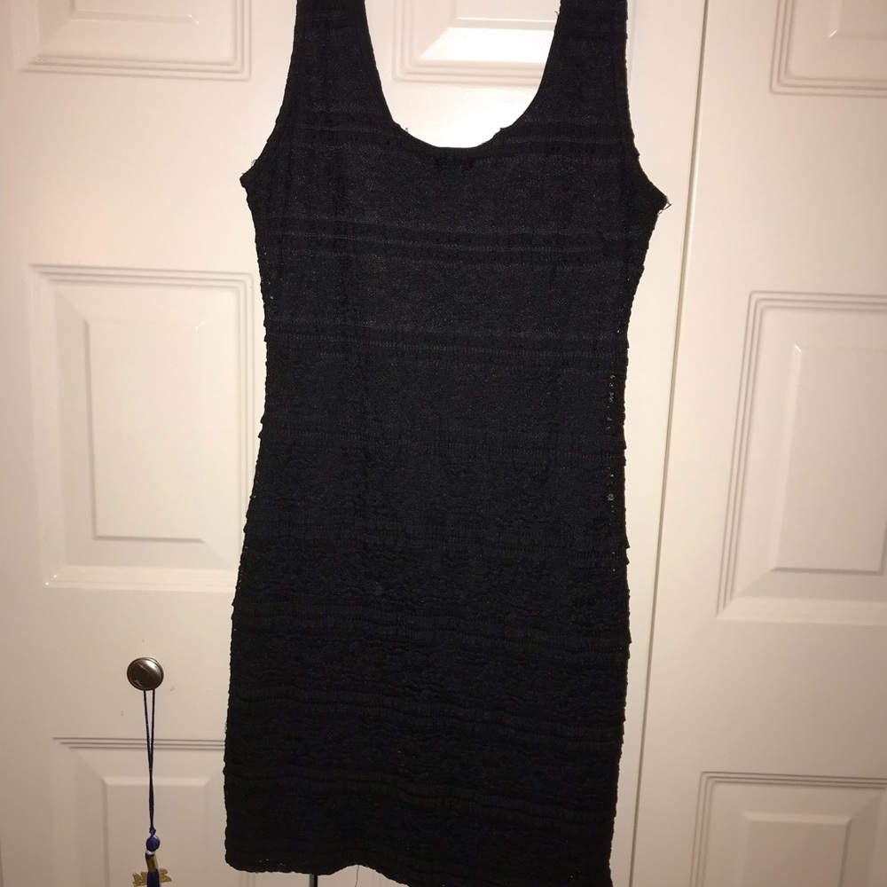 Forever 21 bodycon black lace tank dress size med